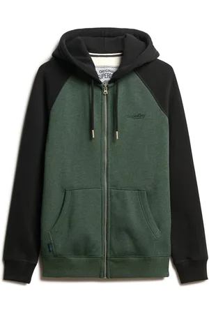 Superdry Forest Green Marl/Black Essential Baseball Zip Hoodie S