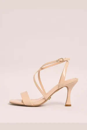Lipsy London Nude Standard Fit Mid Heel Cross Over Faux Leather Strappy Sandals AU 10 (EU 41)
