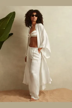 Reiss Ivory Nell Textured Belted Kimono M