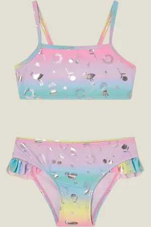 Accessorize Pink Girls Ombre Foil Print Bikini Set 11