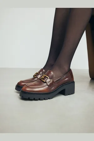 Next Forever Comfort Leather Chunky Hardware Heel Loafers AU 5 (EU 35.5)