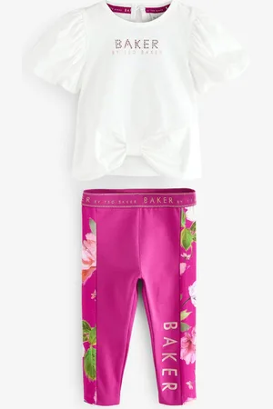 Ted Baker Pink 2 Piece T-Shirt and Floral Print Leggings Set 4