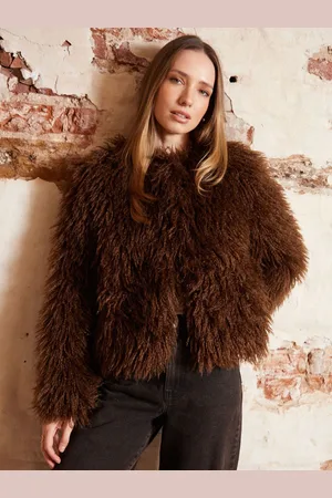 Threadbare Chocolate Brown Mongolian Faux Fur Coat AU 8