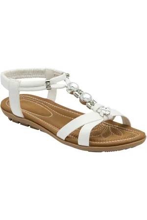Lotus White Slip-Ons Flat Sandals AU 8 (EU 39)