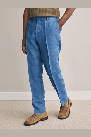 Next Blue Slim Fit Signature Leomaster Italian 100% Linen Fabric Suit Trousers 38W x 31L (UK 38 R)