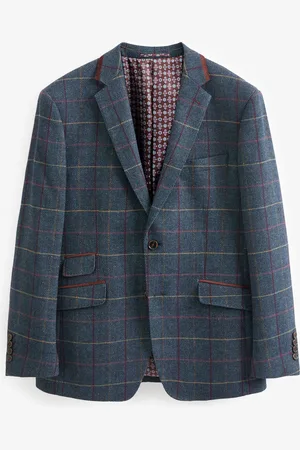 Skopes Blue Doyle Tweed Tailored Wool Blend Suit: Jacket 54 R