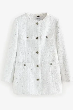Guess Noelie Tweed 100% Cotton White Jacket L