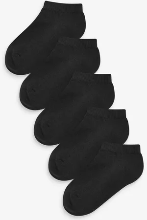 Next Black 5 Pack Cotton Rich Cushioned Sole Trainer Socks UK 4