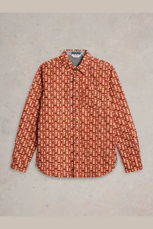 White Stuff Espresso Printed 100% Cotton Shirt XXL