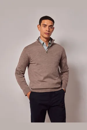 Hawes & Curtis Natural Merino 1/2 Zip Jumper XXL