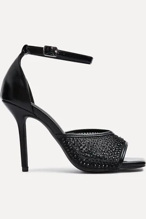 Linzi Black Erica Mesh Diamante Stiletto Heeled Sandals AU 9 (EU 40)