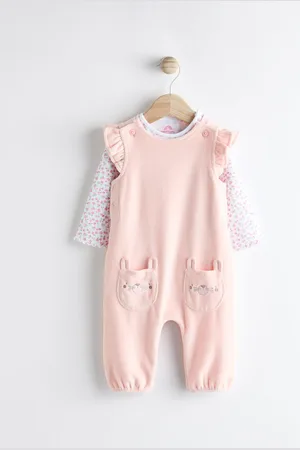 Next Pink Baby Dungarees and Longsleeve Bodysuit Set (0mths-2yrs) 1.5