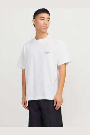 JACK & JONES White Graphic Back Print 100% Cotton T-Shirt large