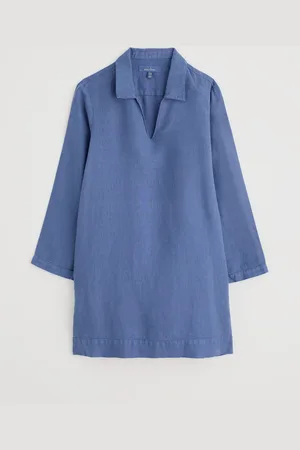 Seasalt Cornwall Blue Shallow Layers 100% Linen Tunic AU 10