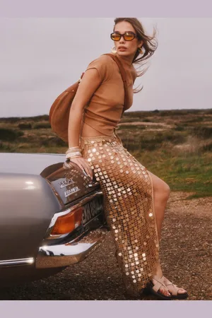 River Island Gold Sequin Sarong xsmall
