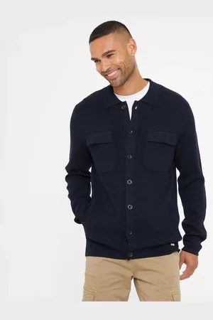 Threadbare Navy Long Sleeve Knitted Shirt XXL