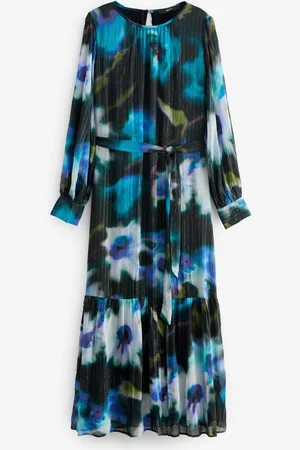 Next Long Sleeve Crinkle Tie Waist Maxi Dress AU 16