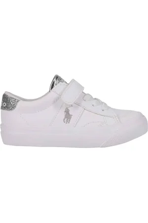 Ralph Lauren White Glitter Kids Ryley PS Touch Fasten Strap Trainers US (UK 3.5 )