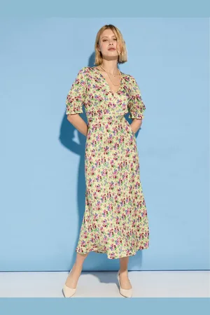Baukjen Lottie Satin Midi Tea Butter Floral Print Dress AU 8