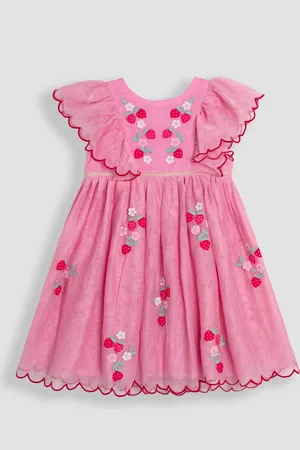 JoJo Maman Bébé Scallop Sleeve Embroidered Tulle Party Dress 6