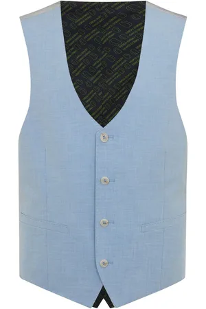 Remus Blue Slim Slim Fit Stretch Waistcoat 42