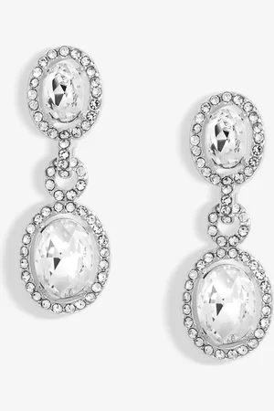 Jon Richard Silver Tone Crystal Halo Earrings One