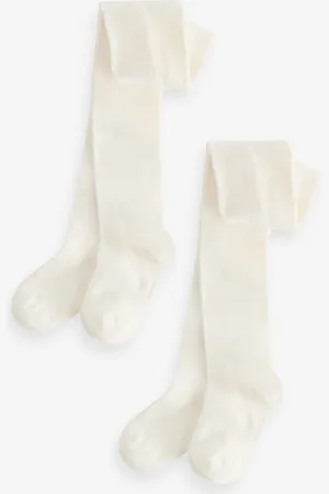 Monsoon Cream Baby Frosted 100% Cotton Tights 2 Pack Upto 6 Months (50