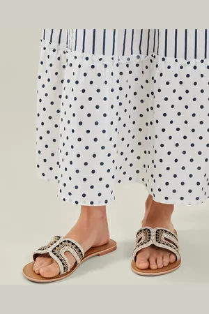Accessorize Black Wide Fit Cut-Out Bead Slide Sandals AU 9 (EU 40)