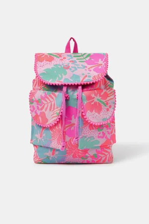 Accessorize Pink Girls Tropical Print Canvas Backpack One
