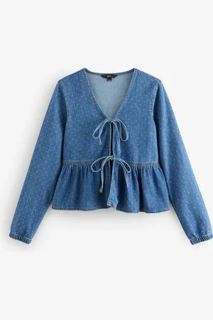 Next Tie Front 100% Cotton Smock Blouse AU 10