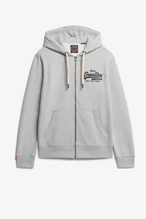 Superdry Grey VL Embroidered Relaxed Zip Hoodie S