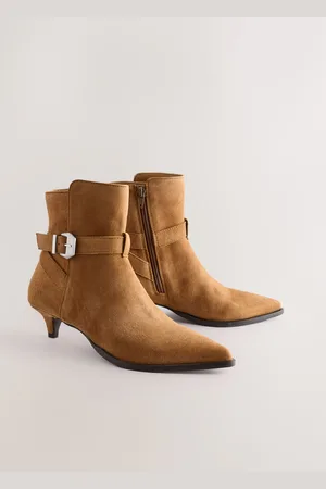 Next Camel Brown Suede Buckle Detail Western Boho Ankle Boots AU 8 (EU 39)