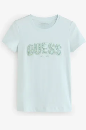 Guess Short Sleeve Logo Lace T-Shirt XL