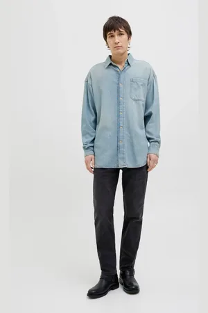 JACK & JONES Washed Denim Long Sleeve 100% Cotton Shirt XL