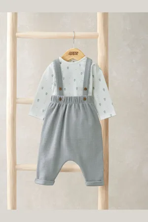 Mamas & Papas Blue Hot Air Balloon Print Bodysuit And Dungaree Set Newborn