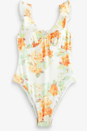 Laura Ashley Ecru Lydia Tummy Control Swimsuit AU 16