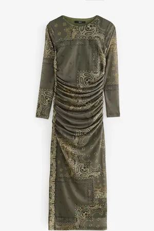 Next Long Sleeve Placement Floral Mesh Maxi Dress AU 6 Petite