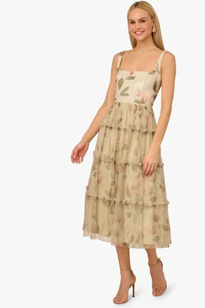 Adrianna Papell Adrianna by Printed Knit and Mesh Dress AU 8