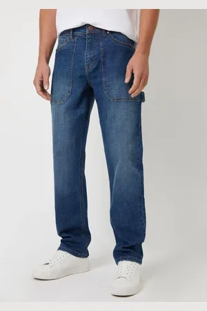 Threadbare Blue Mid Wash Stretch Straight Leg Carpenter Jeans With Stretch 32