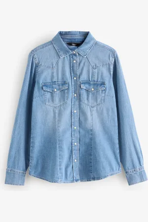 Next Fuller Bust Seam Detail Fitted Denim Western Shirt AU 14