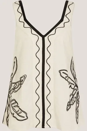 Monsoon Natural Hope Leaf Embroidered Cami Top XXL