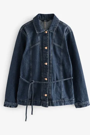 Next Dark Blue Belted Denim 100% Cotton Jacket AU 16