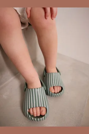 Next Sage Green Stripe Sliders with Backstrap AU 3 (EU 19)