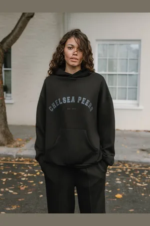 Chelsea Peers Black Scuba Printed Logo Hoodie AU 10