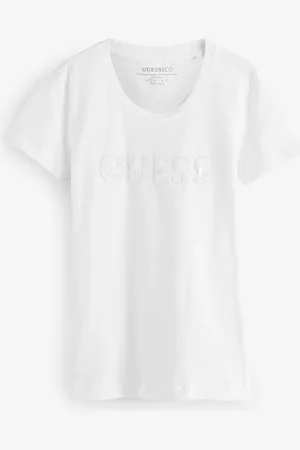 Guess Sequin Short Sleeve Logo T-Shirt large