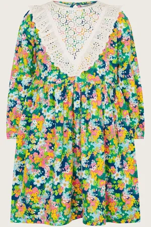 Monsoon Long Sleeve Floral Print Yoke Dress 12