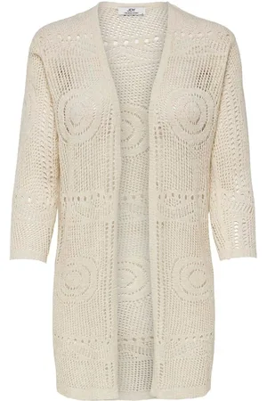 JDY Natural 3/4 Sleeve Crochet Kimono Cardigan