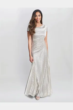 Gina Bacconi Alivia Metallic Cowl Maxi Dress AU 14