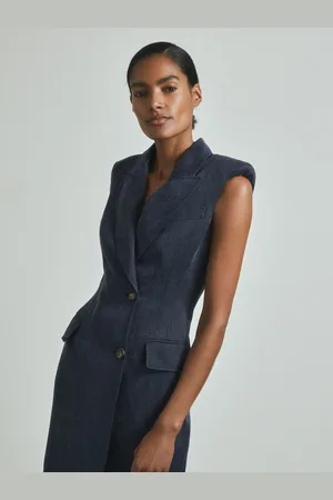 Reiss Guliana Cupro Tux Midi Dress AU 8