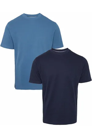 Threadbare Blue and Navy Textured Short Sleeve T-Shirts 2 Pack XL